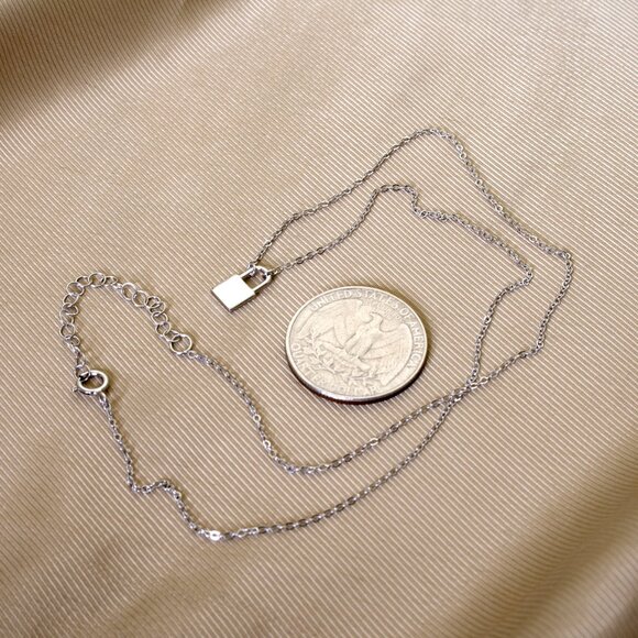 Real Silver Padlock Necklace Tiny Dainty Lock & Key Charm Pendant, Stamped 925 - Picture 5 of 5